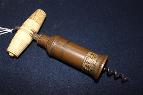 An ivory handle corkscrew